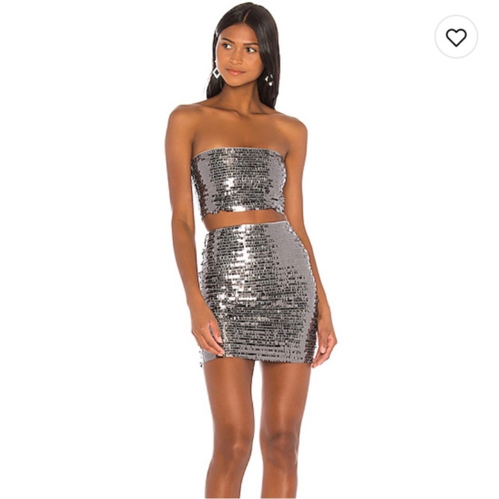 Superdown Silver Sequin Mini Dress - image 1